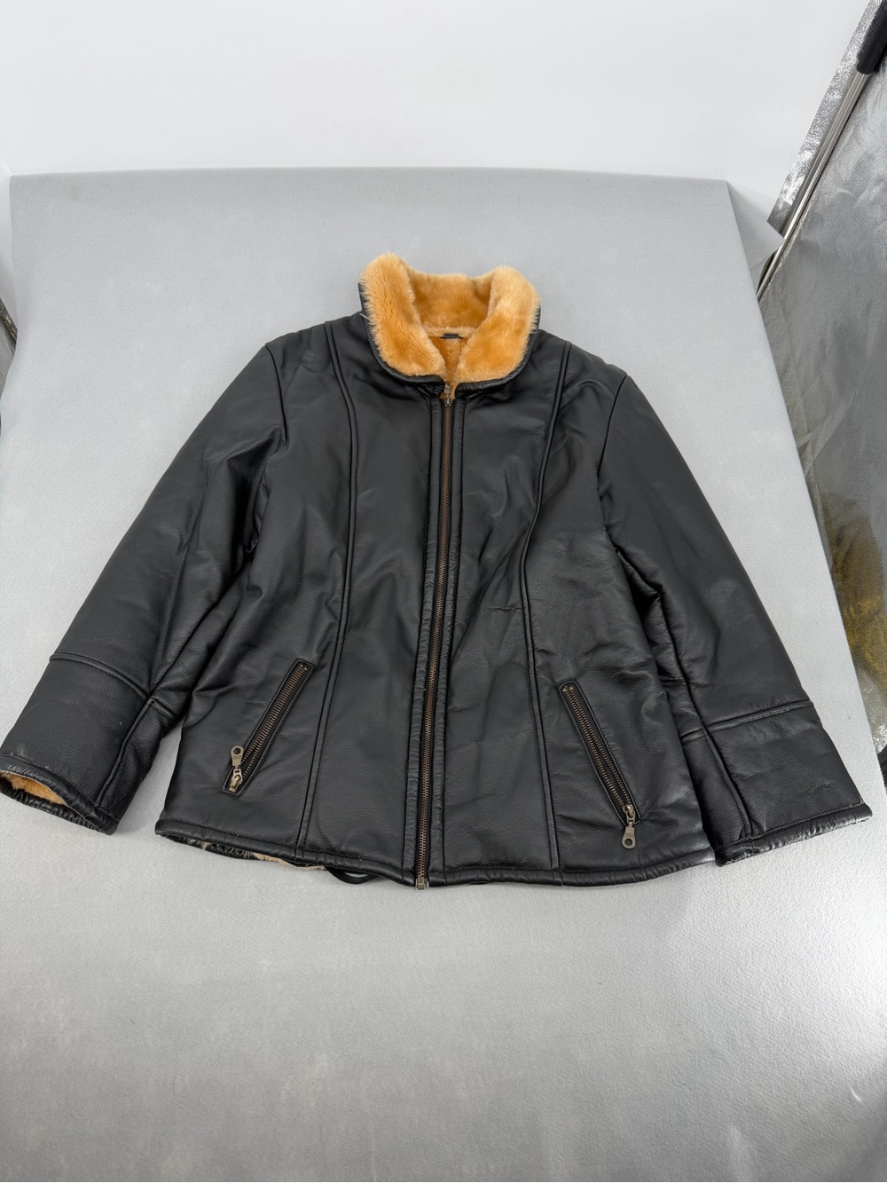 Shebang USA Black Genuine Leather Kids Jacket Sz XL (16)